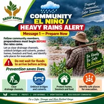 Advisory poster on protecting water and food security during heavy rains